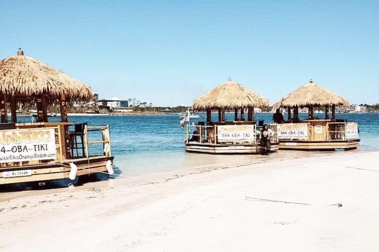 You can take a cruise on a floating tiki bar in Orange Beach SoulGrown