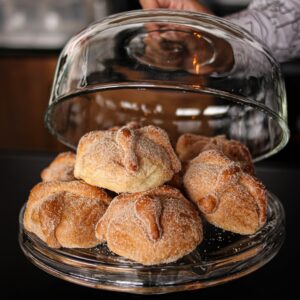 Mexican breads in glass display case