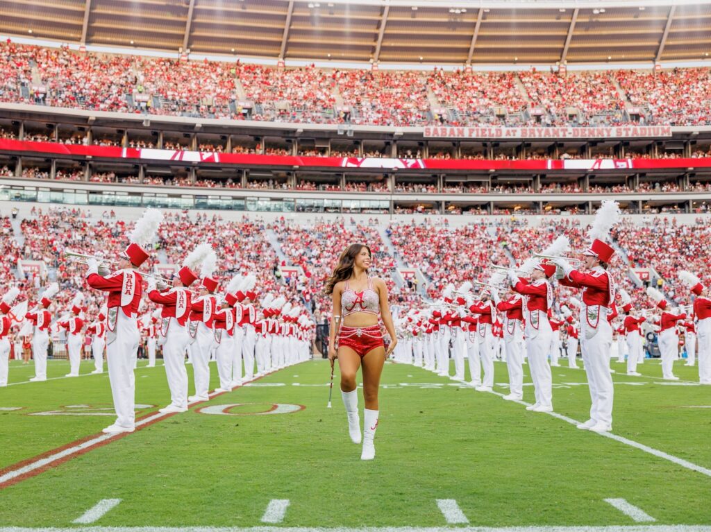 University of Alabama Band Marching on Football Field