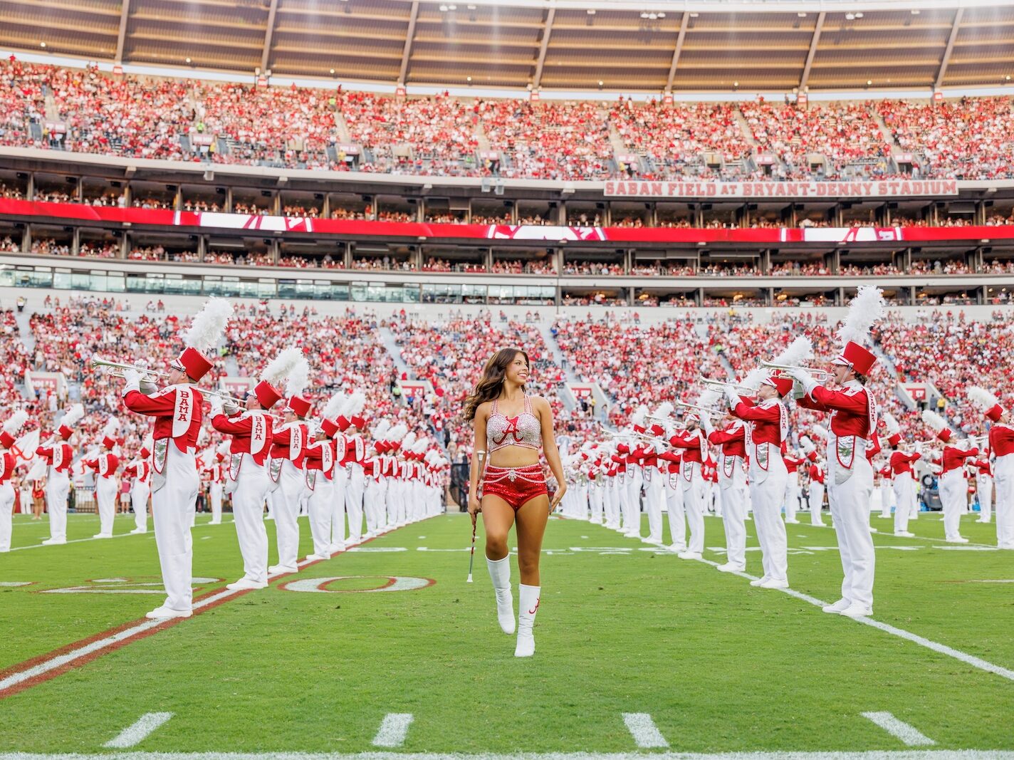 University of Alabama Band Marching on Football Field