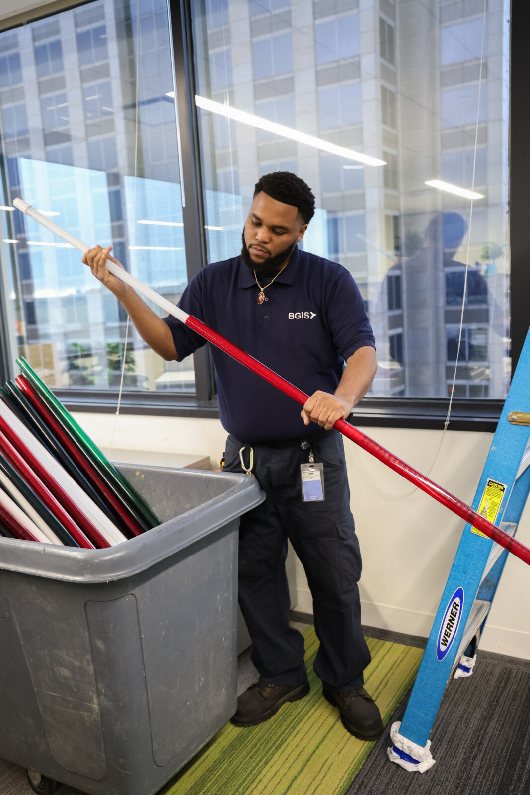 Alexander Newell working on lights