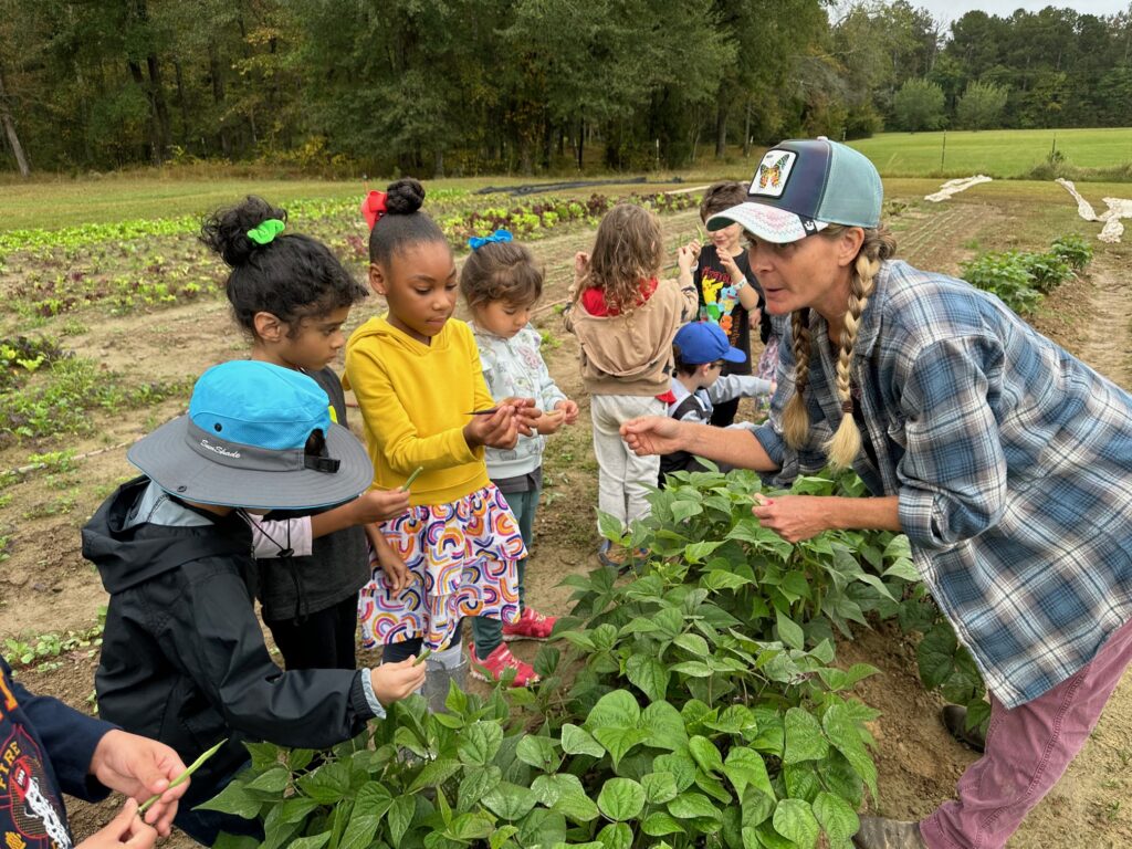 Farmer with children