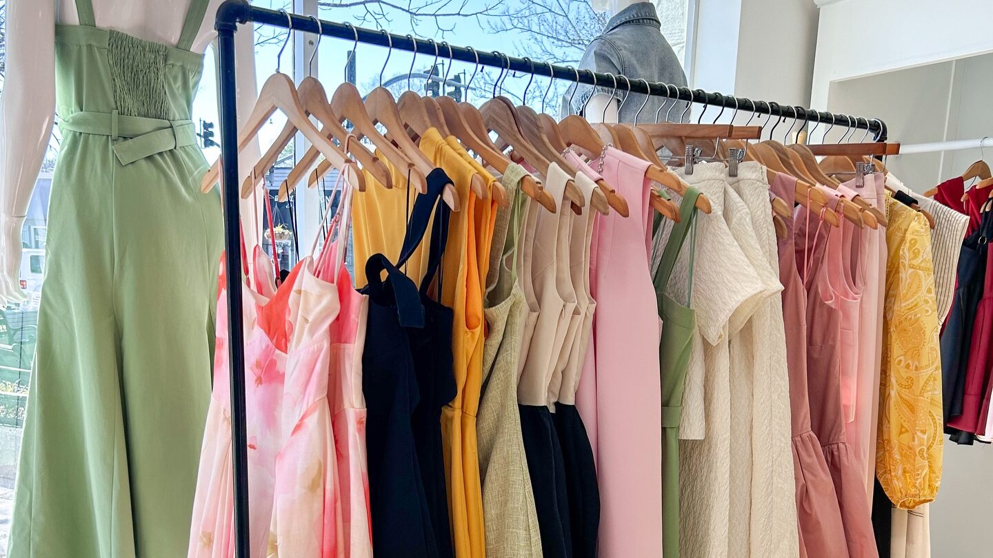 Clothing rack at Hemline Boutique