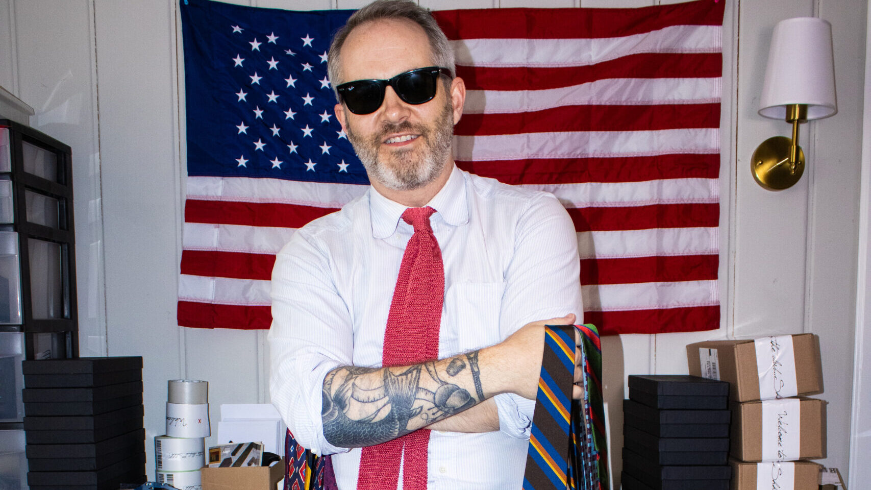 Nathan Green with neckties