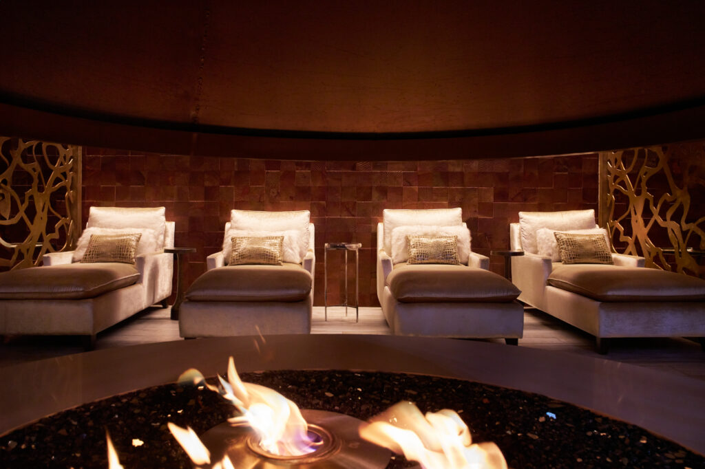 Spa beds and fire pit