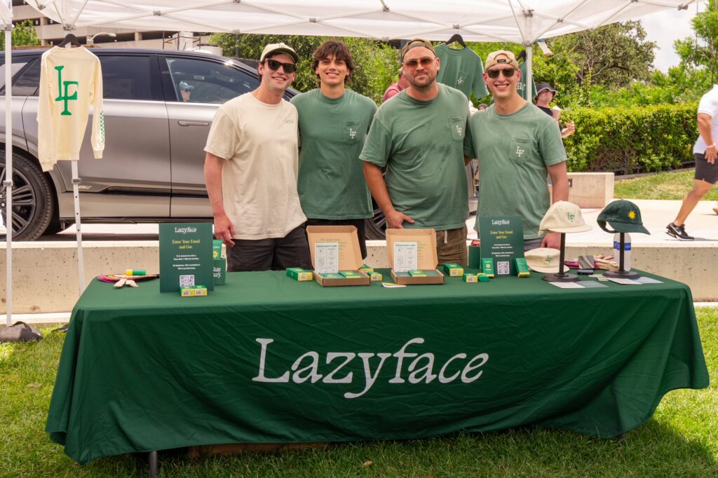 Lazyface product table at outdoor event